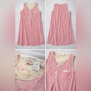 Women's Quiet Moments Pink Sleeveless Nightdress with Floral Trim